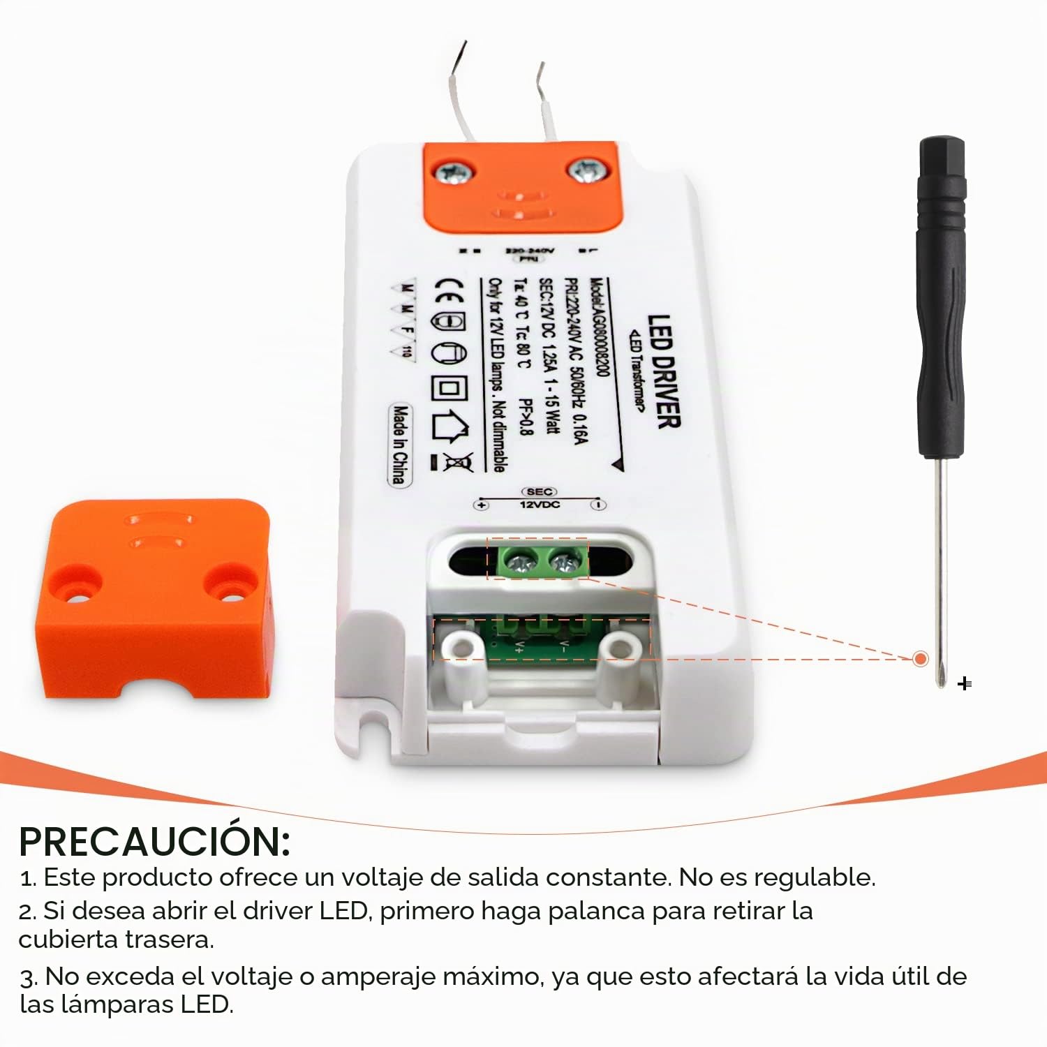 Transformador DC 12V 15W LED drive luz fuente transformador controlador de iluminación, entrada: 220-240V, salida: DC 12V 1.25A, Paquete de 4