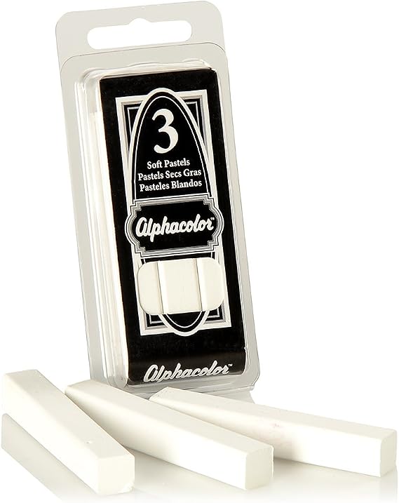 Derwent Alphacolor Round Soft Pastels, White, 3 Pastels per Pack (105W)