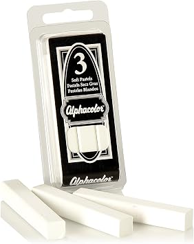 Derwent Alphacolor Round Soft Pastels, White, 3 Pastels per Pack (105W)