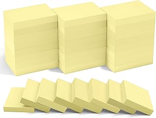 24 blocs de notas adhesivas, 51 x 38 mm, autoadhesivas, color amarillo canario, notas adhesivas para oficina o casa, tamaño pequeño