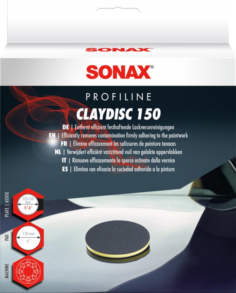 SONAX Claydisc 150 mm (1 unità) Disco di Argilla per Macchina Lucidatrice, Pulisce e Leviga Le Superfici Verniciate, Art.N. 04512410