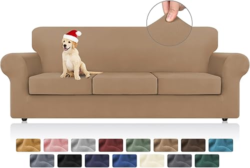 KEKUOU Fundas elásticas de sofá de 3 piezas para sofá de 2 cojines, aptas para mascotas, fundas de sofá 2024, lavables, suaves y elásticas para