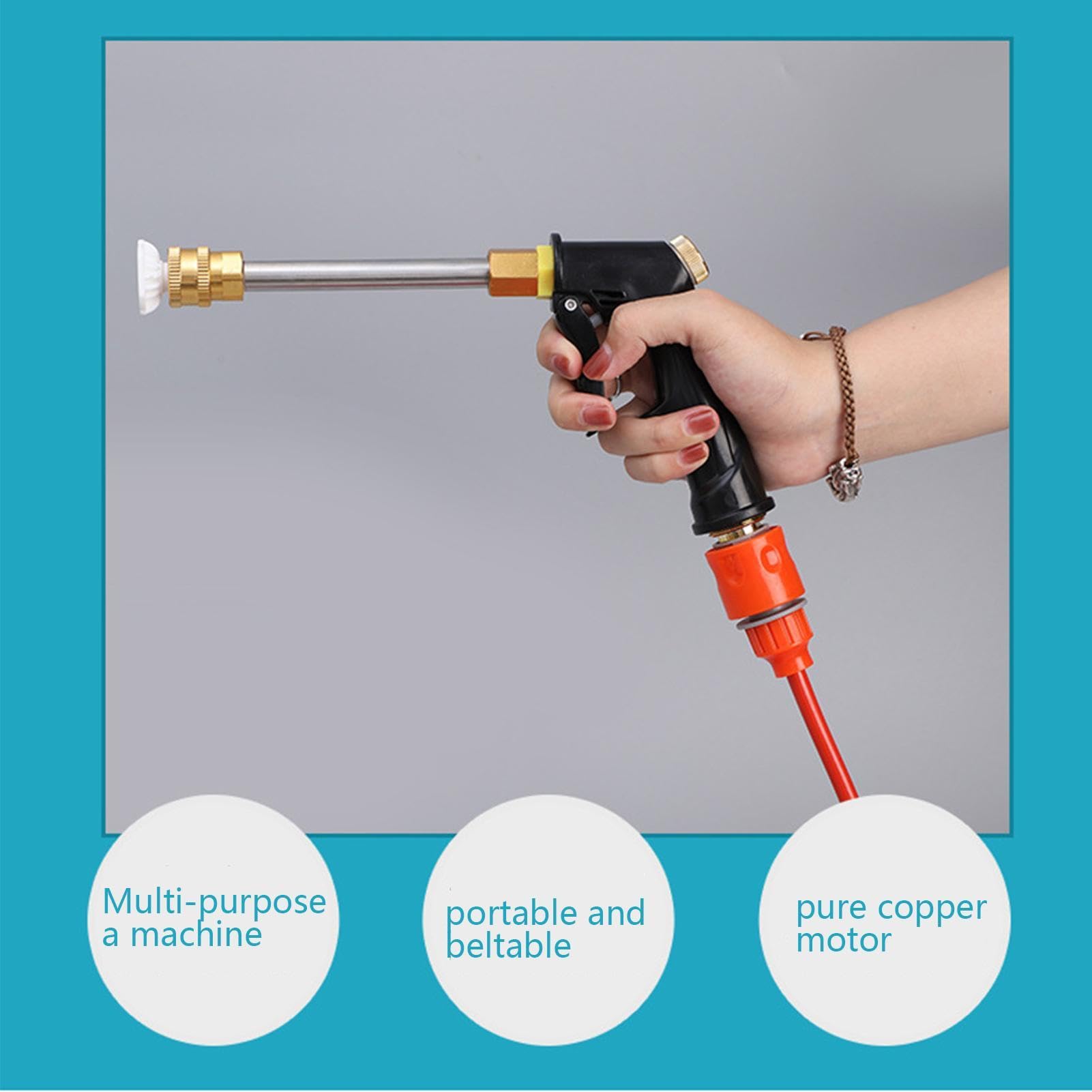 Idropulitrice portatile ad alta pressione, pratica pompa ad acqua, set di lavaggio auto ad alta pressione da 12 V, per camion, veicoli, interni ed esterni, terrazze, giardini, cortili, pareti e