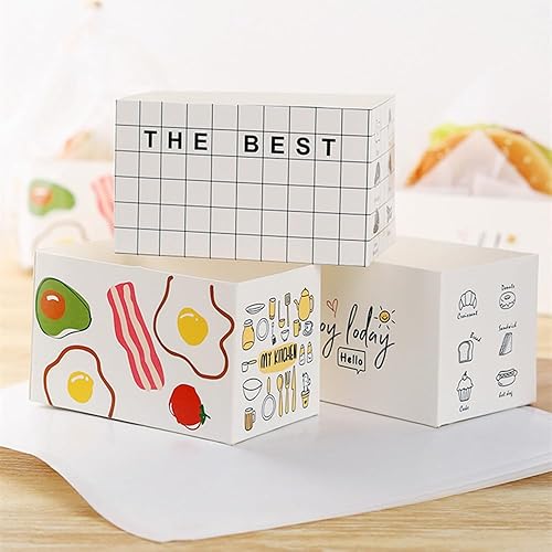 Miniatura 4 de Paquete de 50 recipientes de papel para llevar, mini cajas de hamburguesas, cajas de sándwich para llevar con 50 hojas de papel de aceite para