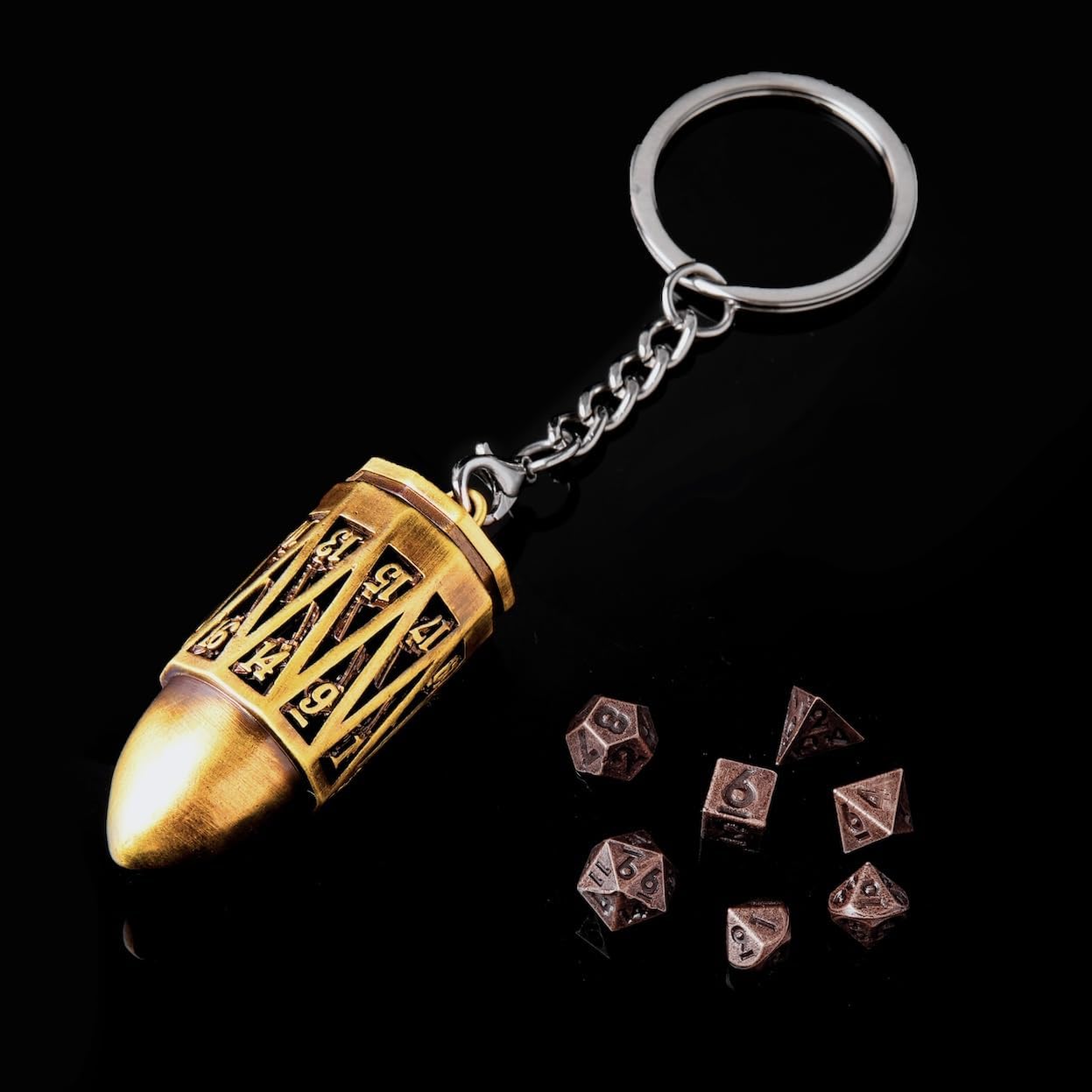 Bullet Metal mini DND Dice Set Dice Tiny Small Dice Set with for Dungeons and Dragons（Glod）