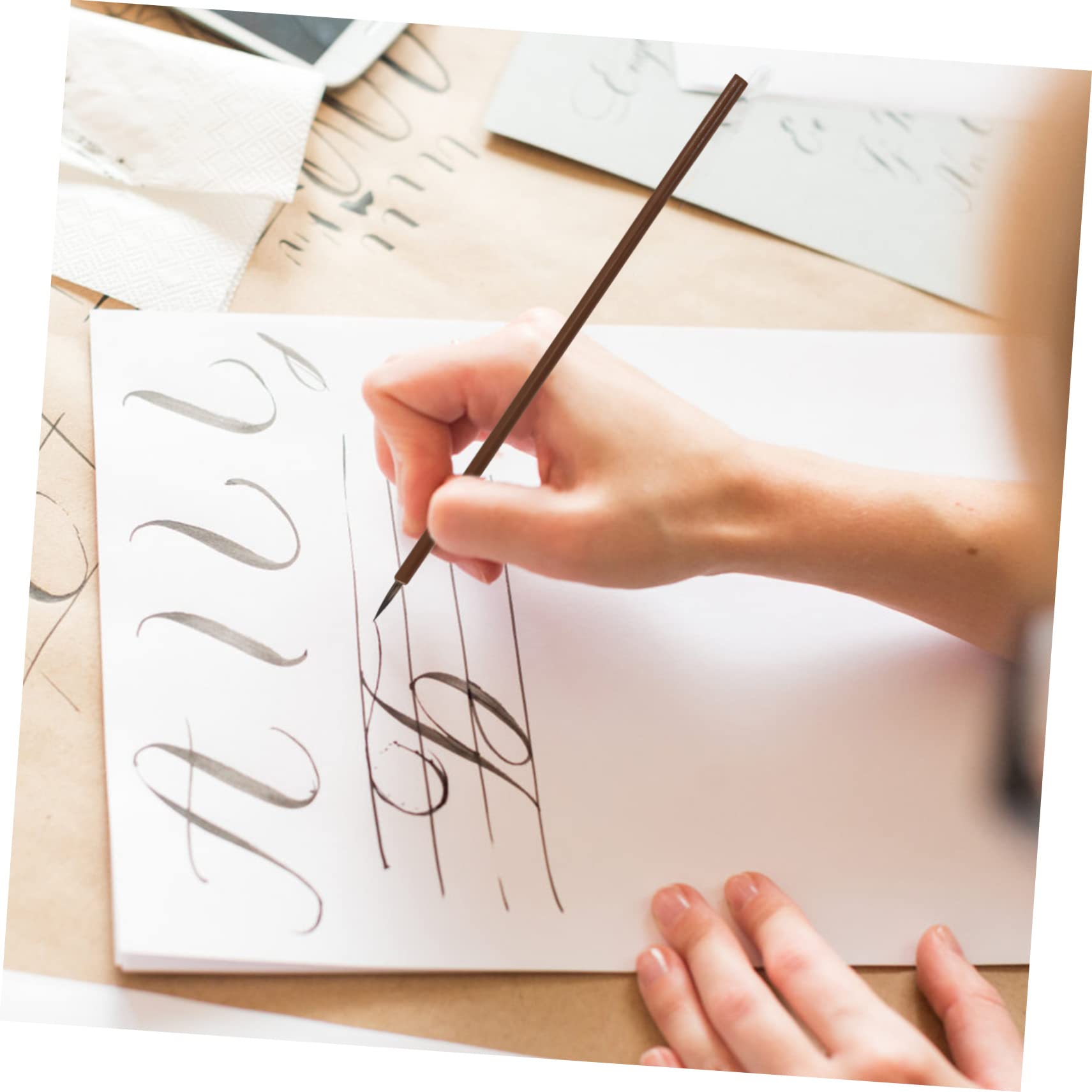 Set Pennelli Calligrafia Cinese 15 Pezzi per Principianti | Legno, Leggero e Portatile, Astuccio Incluso, per Studenti D'arte e Pittura Colore Casuale