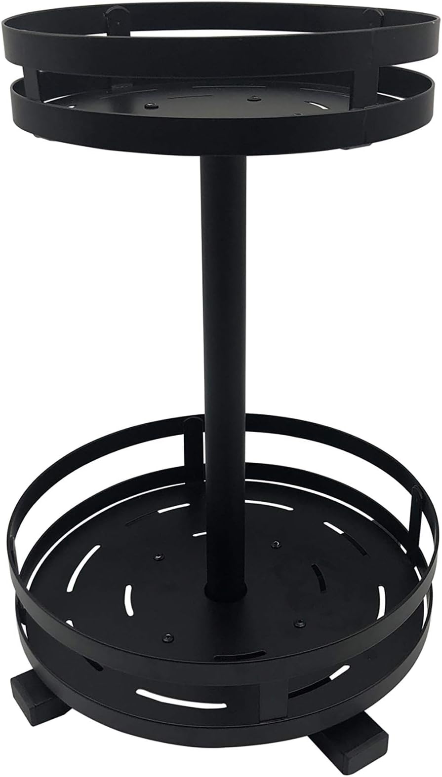 WHIFEA 2 Tier Countertop Spice Rack 10 inch Lazy Susan with Sides Turntable Cabinet Organizer 360 Degree Rotatable Kitchen Storage Shelf for Jars Cans Bottles Metal Dressing Tables Black (Round)