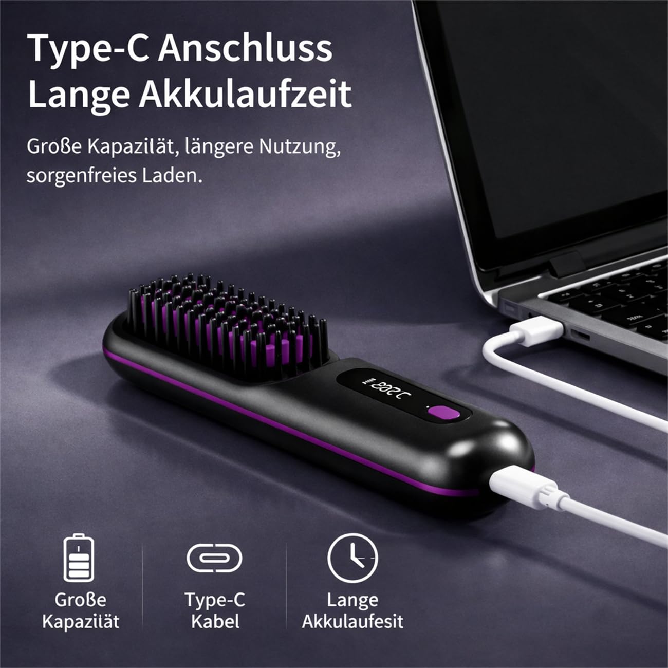 Stylingbürste für kurze Haare – Warmluftbürste mit Keramikbeschichtung, Anti-Scald Design, 3 Temperaturstufen, kompakt & tragbar für Volumen, Glätten & Locken