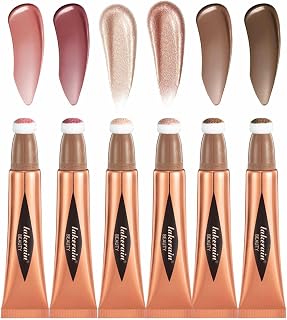 Liquid Blush, 6PCS Liquid Contour With Cushion Applicator, Smudge Proof Cream Blush For Cheeks, Breathable Highlighter Face Bronzer, Natural-Looking Silky Blush Stick, Skin Tint Blush Makeup