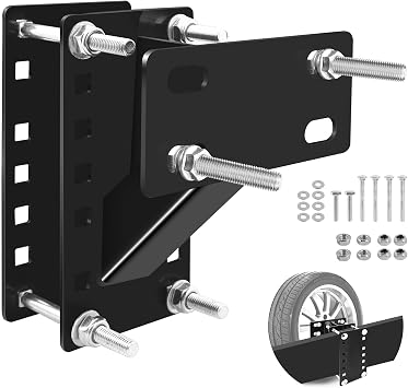 Spare Tire Mount, Universal Spare Tire Carrier Holder for Utility Trailer Boat, Fits 4 & 5 & 6 Lugs Trailer Wheels On 4", 4.5, 4.75, 5 and 5.5 Bolt Patterns Black