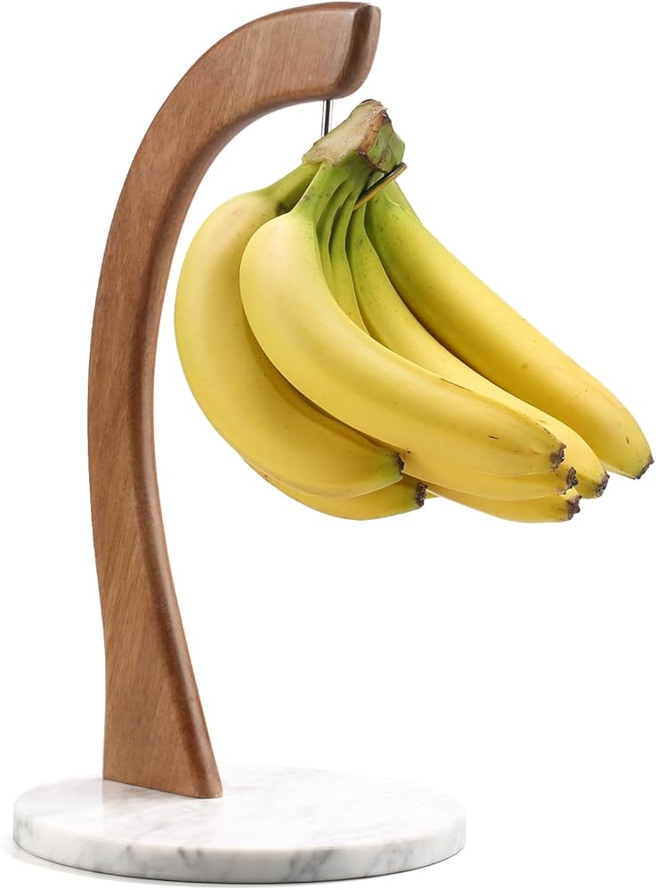everous Banana Holder, Marble Banana Stand With Stainless Steel Hook None slip banana holder banana rack banana tree stable banana hanger