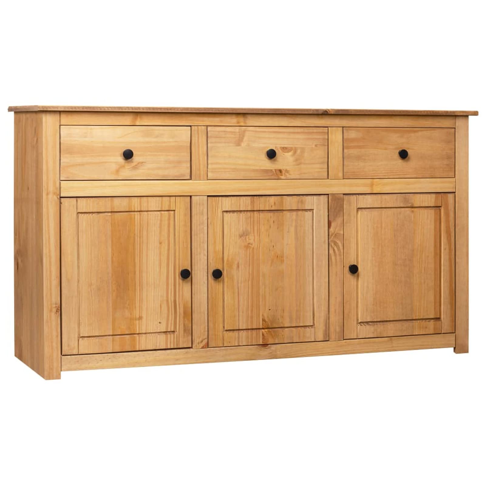 Aparador de Madera Maciza de Pino Estilo Panamá 135x40x80 cm Armario de Almacenaje, Aparador Auxiliar Mueble de Almacenaje de Salón Buffet Moderno