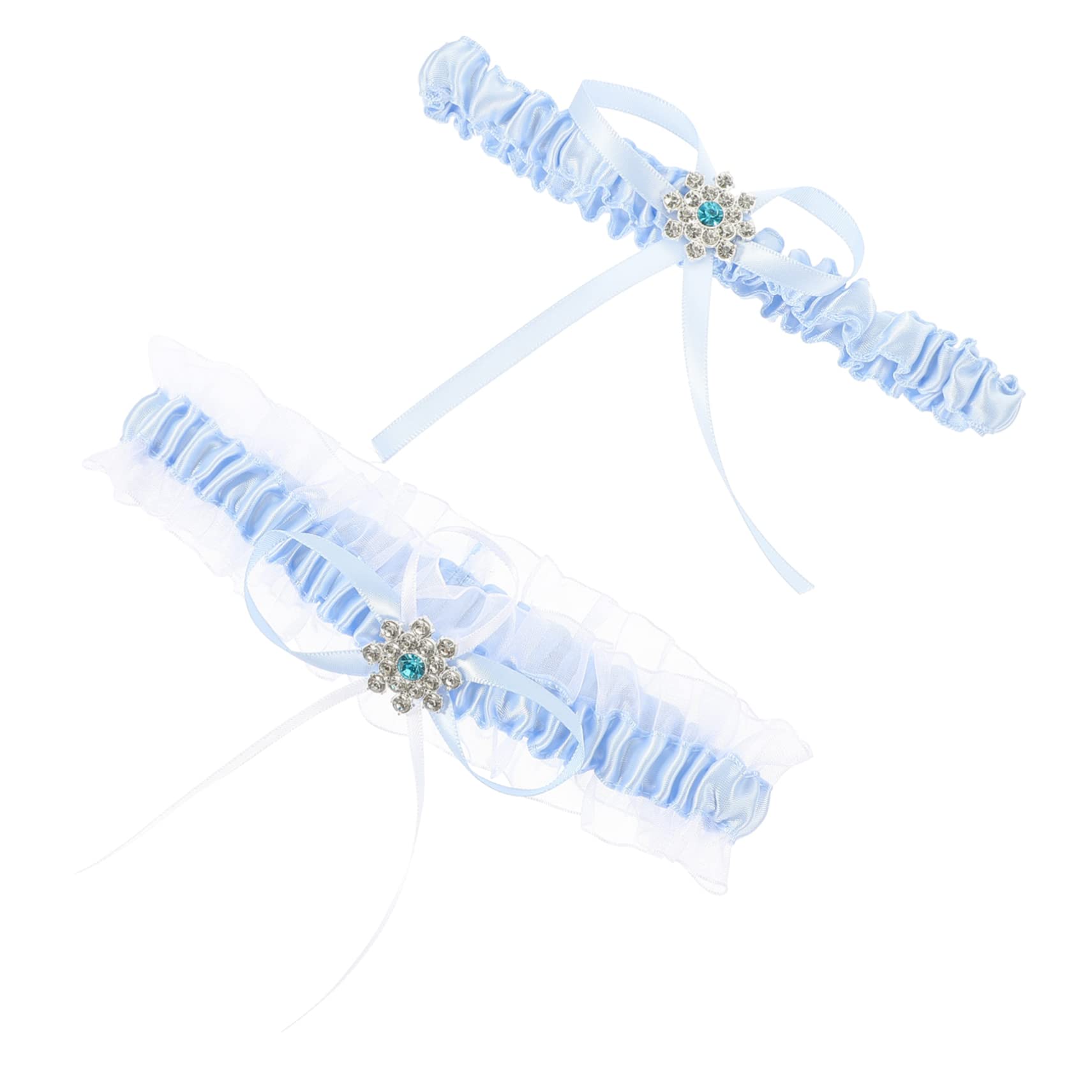 4sätze Hochzeitsbraut Strumpfband Set Elastische Atmungsaktive Beinschmuck Für Braut Accessoire Wasserblau Für Hochzeiten Und Brautmode
