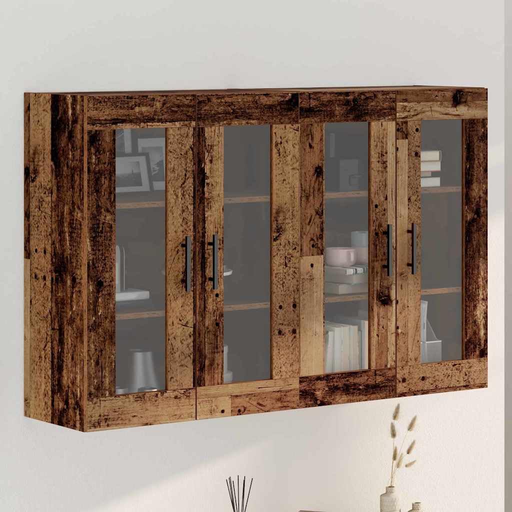 Lot de 2 armoires murales en bois vieilli 69,5 x 34 x 90 cm avec porte en
