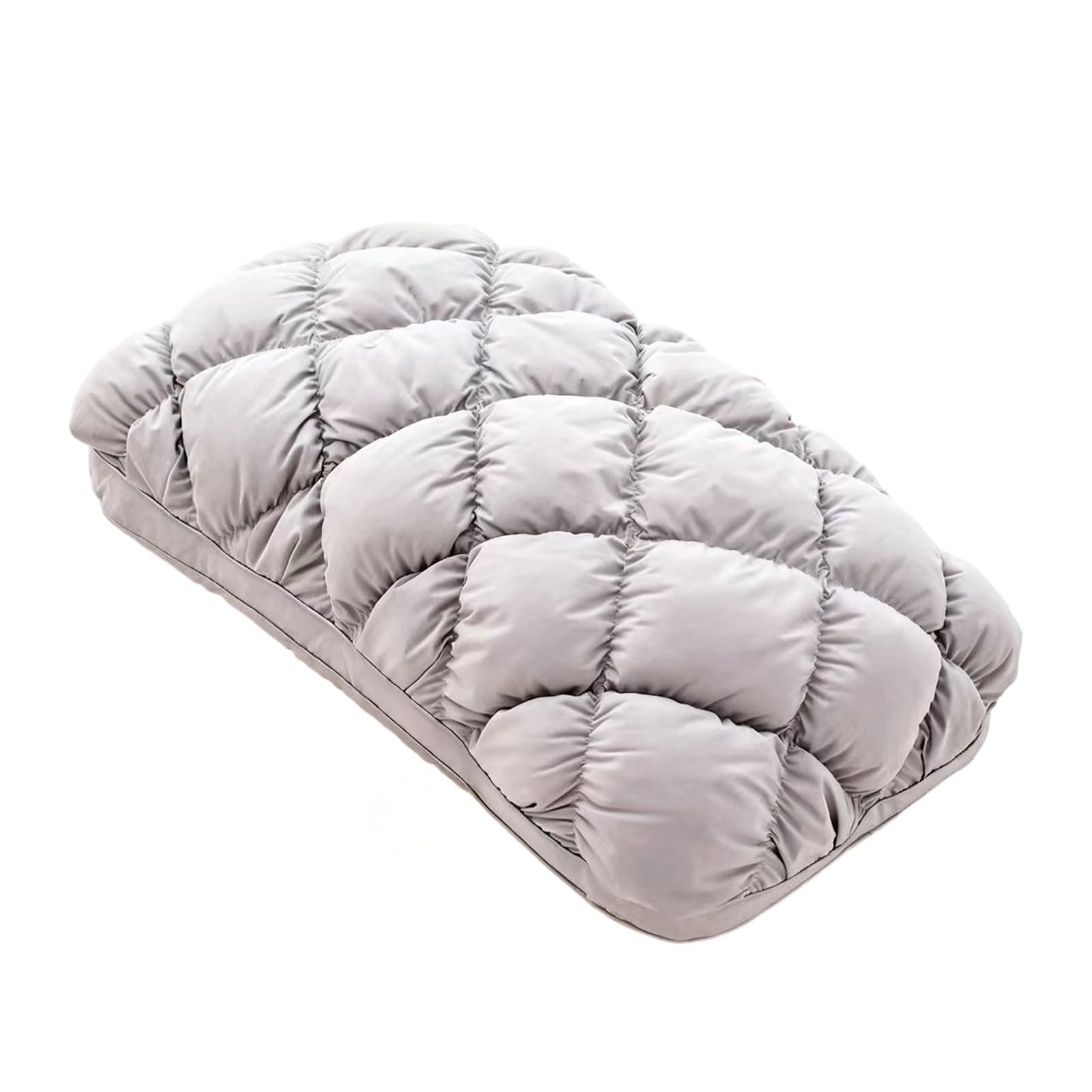 Pineapple Bun Pillow, Fluffy Quilted Bed Pillow for Sleeping, Cooling Marshmallow-Soft with Breathable Fabric, Supportive Cushion for Back Side Stomach Sleepers, Bedroom Dorm Couch Comfort Grey M