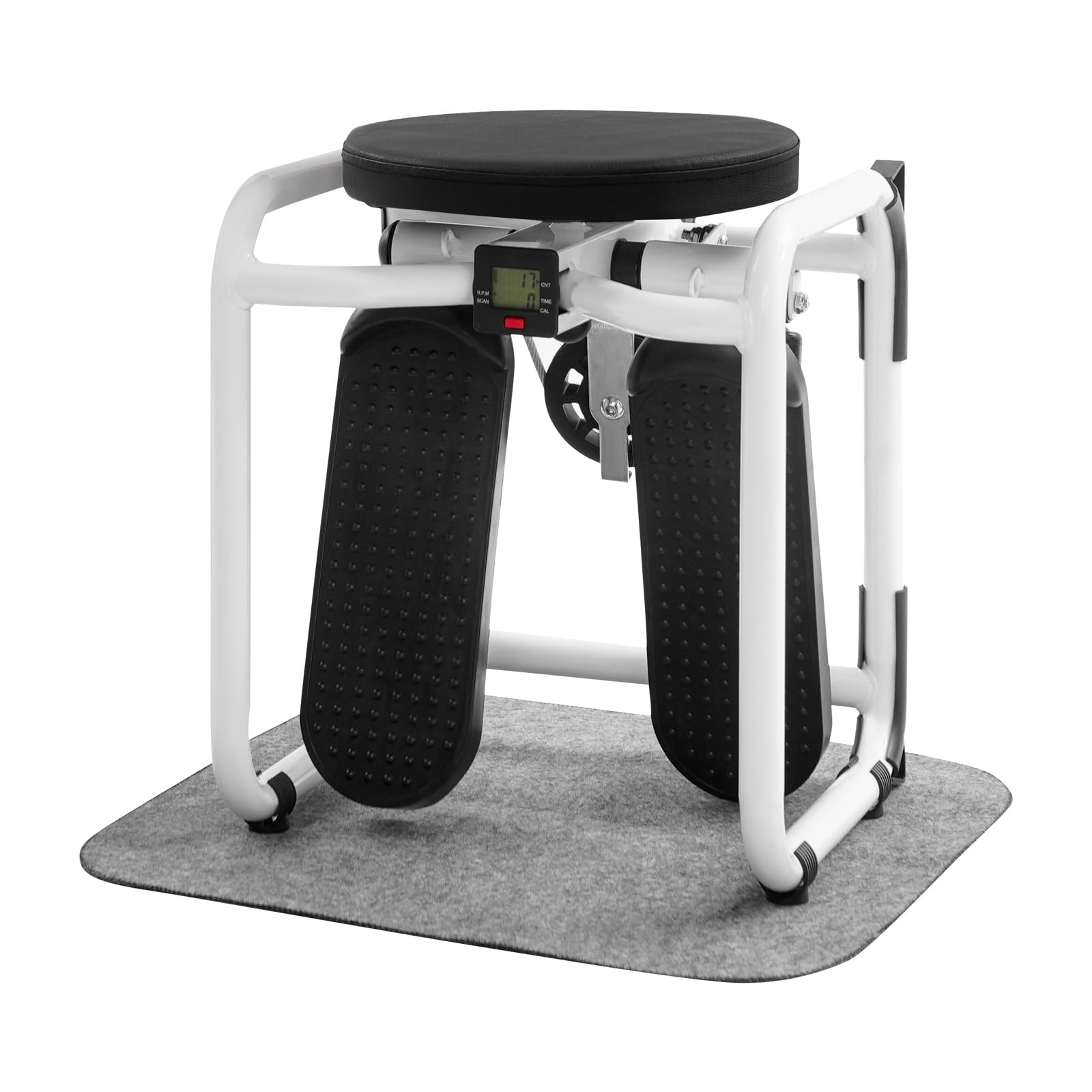 Mini stepper fitness Up-Down, resistenza idraulica, portata 150 kg, display LED, swing stepper con bande di resistenza, tappetino antiscivolo, telaio in acciaio, nero e bianco