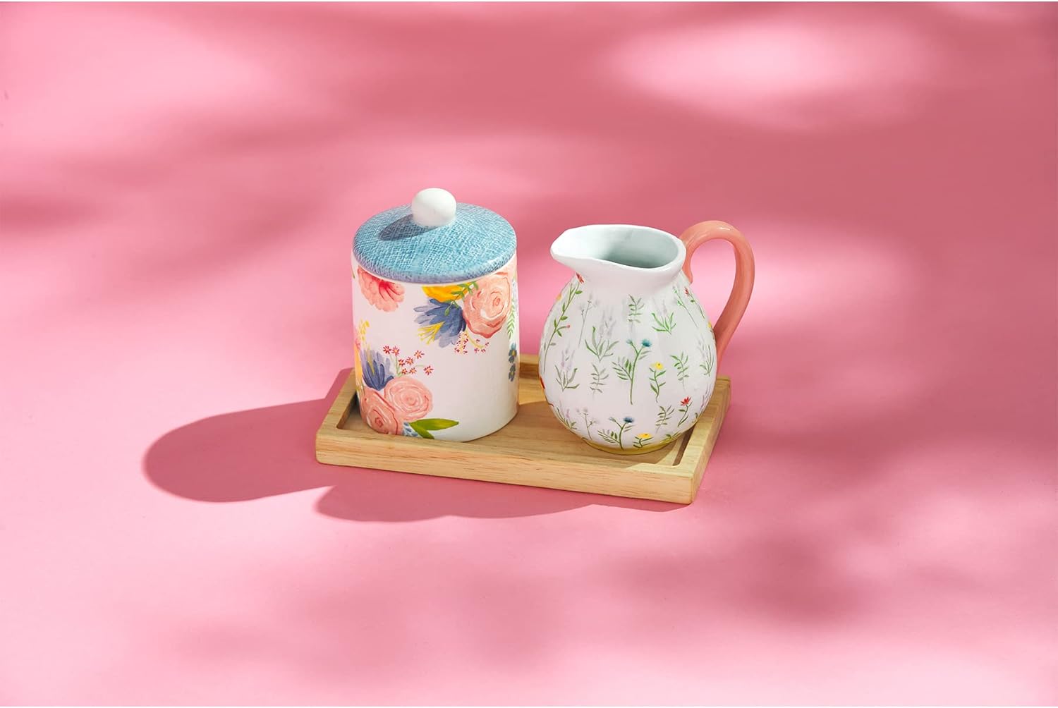 Mud Pie 47800016, Multi, Floral Cream And Sugar Set, assembled 4" x 7"