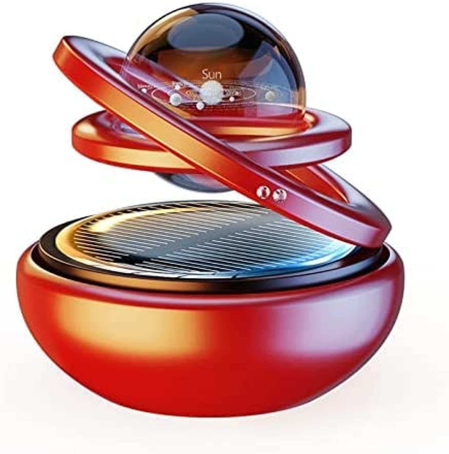 jaffiustCar Air Freshener Solar Air Purifier Car Interior Rotation Decoration Accessories (Red+Black)