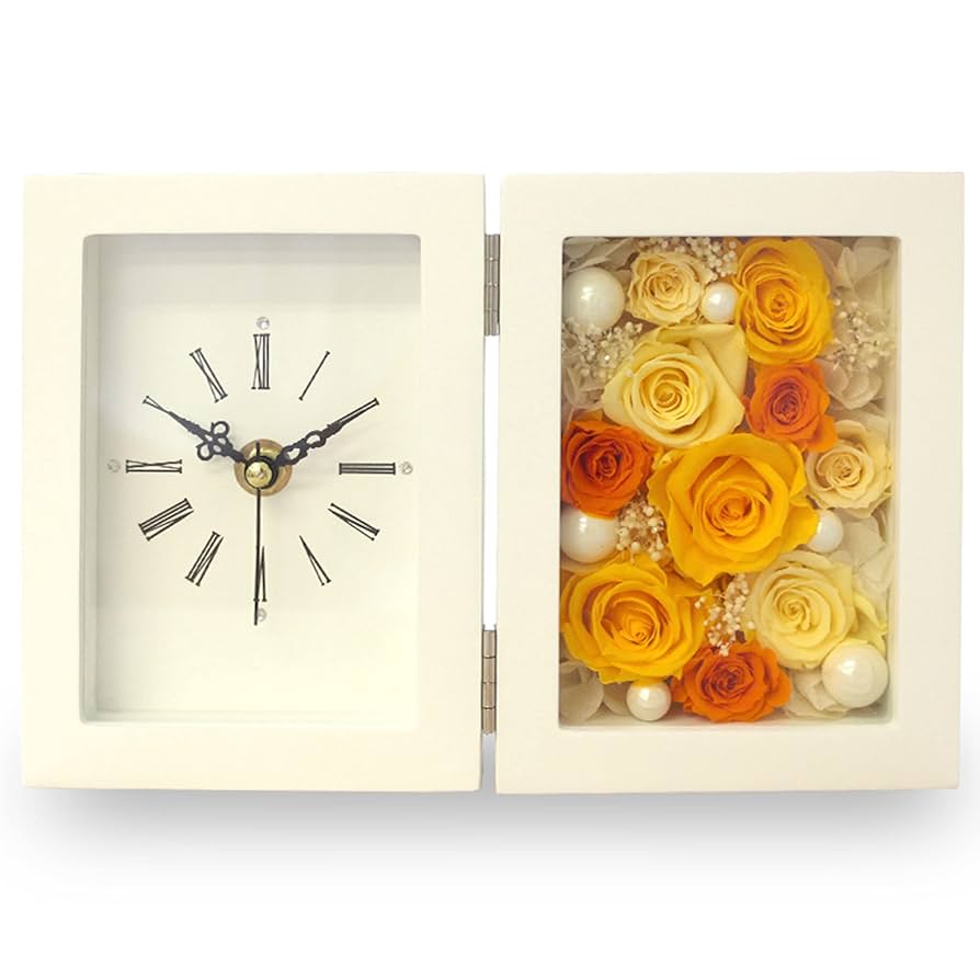 プリザ置き時計 Amazon.co.jp: IPFA プリザーブドフラワー 置き時計 バラの