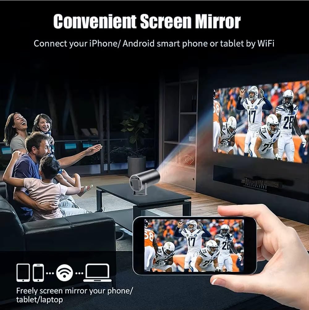 Hy300Plus Proiettore portatile HD 4K Android 11 Wifi6 LED Video Home Theater Cinema Telefono Mini proiettore Film (Proiettore Hy300 Plus Nero)