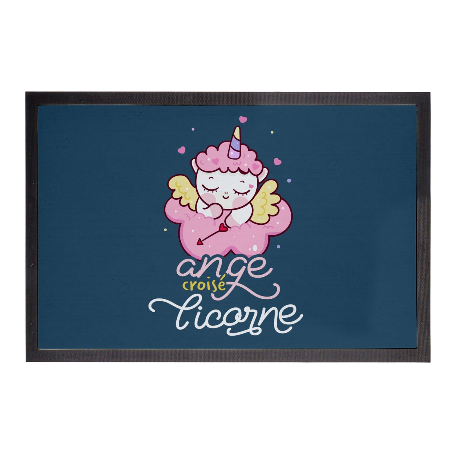 Paillasson bleu ange licorne grand tapis d'entrée mignon dessin original 75x50