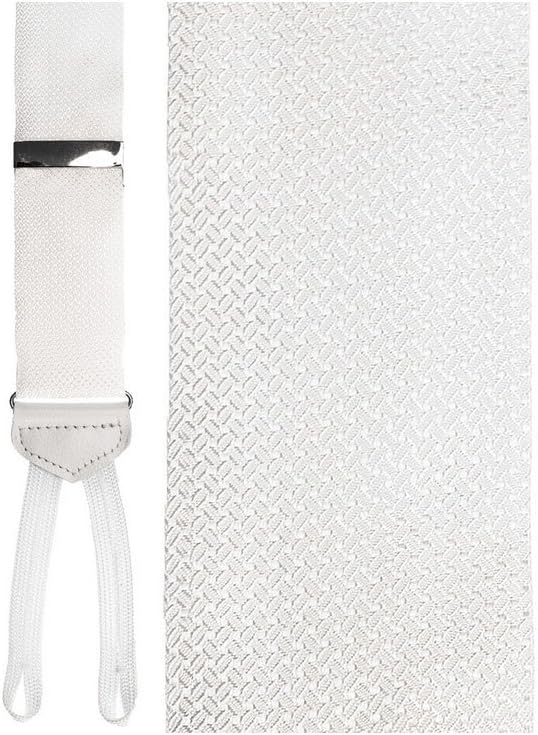 Savona White Silk Suspenders