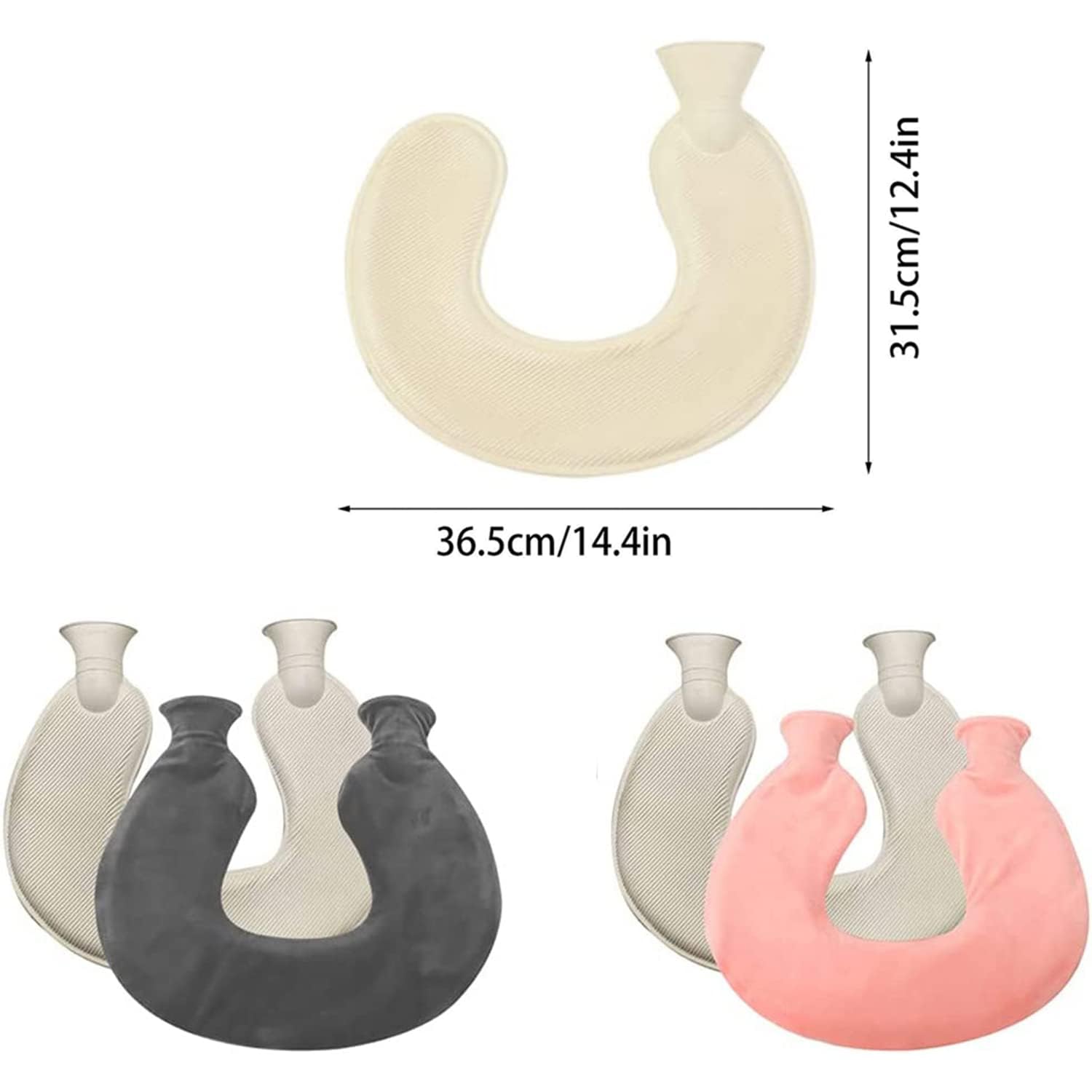 U-Shaped Hot Water Bottle with Soft Cover, 2L Neck Hot Water Bag, Portable Hot Water Bottle for Neck and Shoulder Pain Relier,Grey — Amazon image 6
