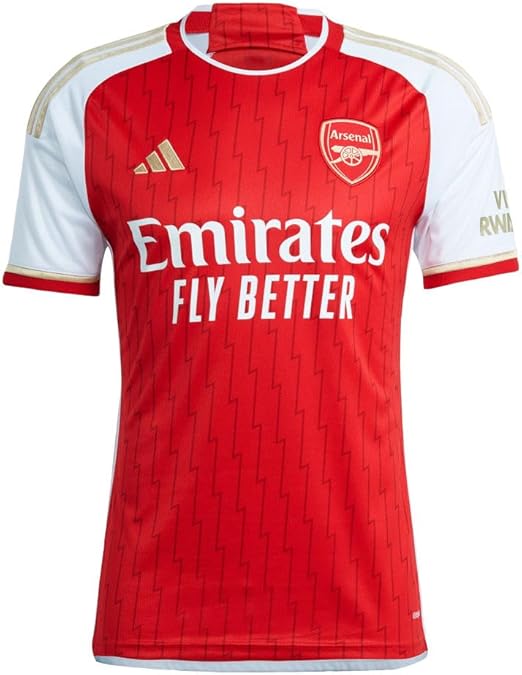 adidas Men's Soccer Arsenal 23/24 Home Jersey - Celebratory Fan Jersey with Lightning Bolts and Gold Details