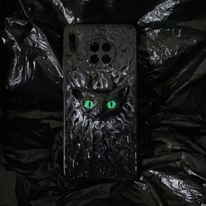 Coque de téléphone 3D fait main style gothique chic avec yeux de chat mystiques