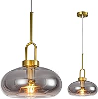 Vista 15 de Light Blue Glass Pendant Lights Kitchen Island Gold Pendant Light Fixtures Adjustable Height Modern Pendant Lighting for Bedroom Dining Room (1-Pack)