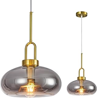 Light Smoke Gray Glass Pendant Lights Kitchen Island Gold Pendant Light ...