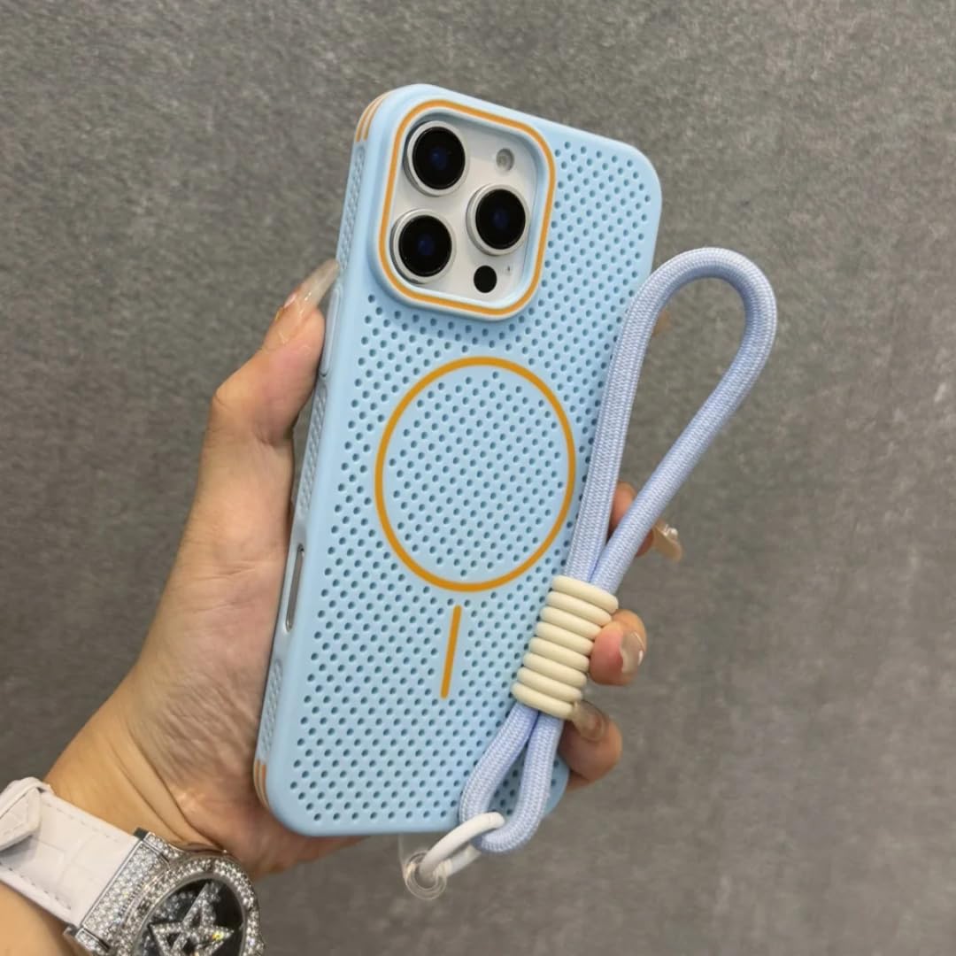 Étui iPhone 16 Pro en maille respirante bleu : protection magnétique premium - 8