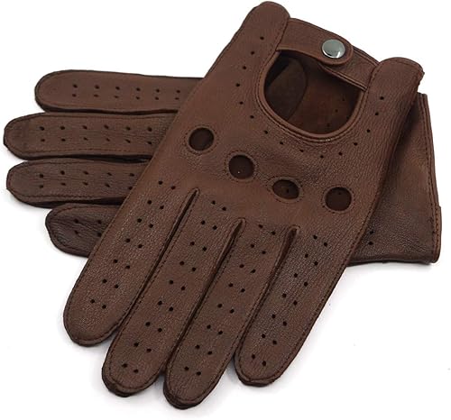 Miniatura 6 de Harssidanzar Guantes de conducción de piel de ciervo para hombre, guantes de motocicleta sin forro para hombre