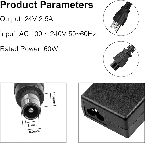 Miniatura 3 de 24V 2.5A ACDC Adapter Charger Compatible with Samsung with Power Supply Cord Cable(6.3mm*2.1mm)