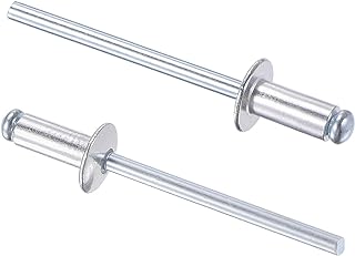 uxcell Rivets, Aluminum Pull Rivets Core Decoration Rivets 4mm Diameter 10mm Grip Length Silver Tone, 60pcs
