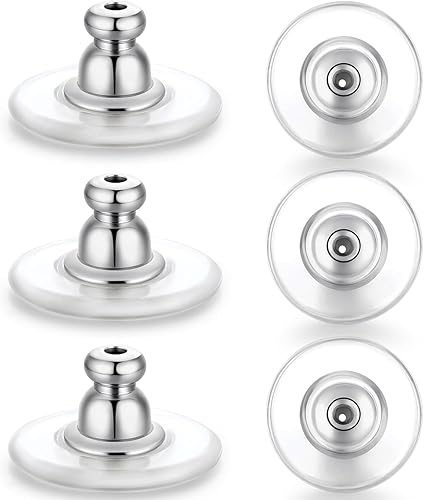 Miniatura 13 de 3 pares de respaldos de aretes de plata de ley, ajuste hipoalergénico con cierre de 0,028-0,039 pulgadas (blanco+oro)