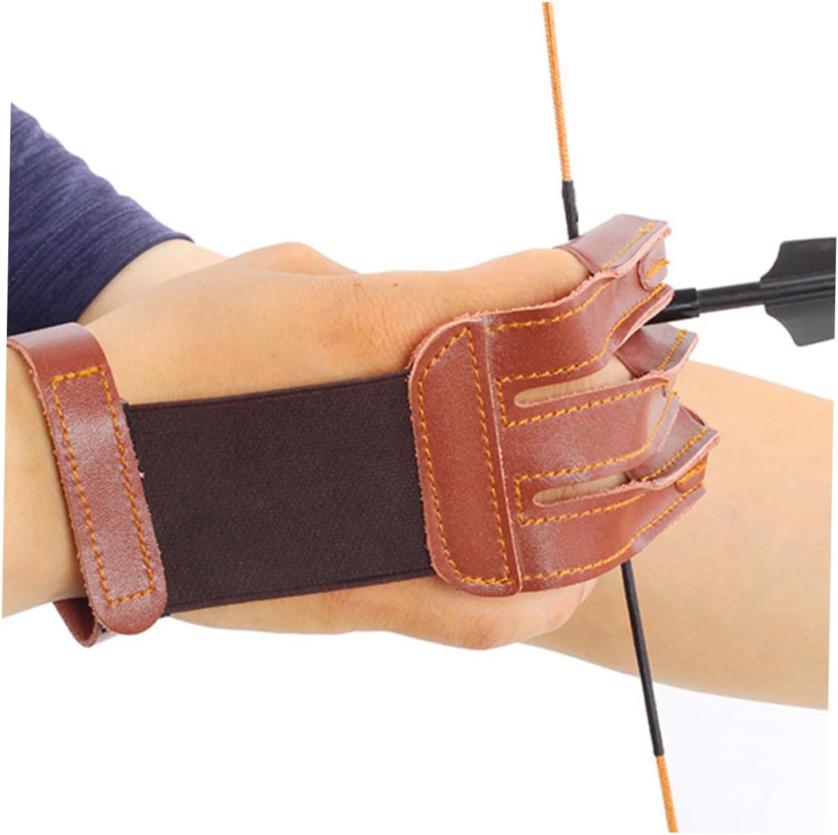 Finger Archery Gloves Protective Hand Finger Glove with Adjustable Wrist Strap Soft Lightweight Bow Shooting Gear for Hunting and Target Practice Random Color