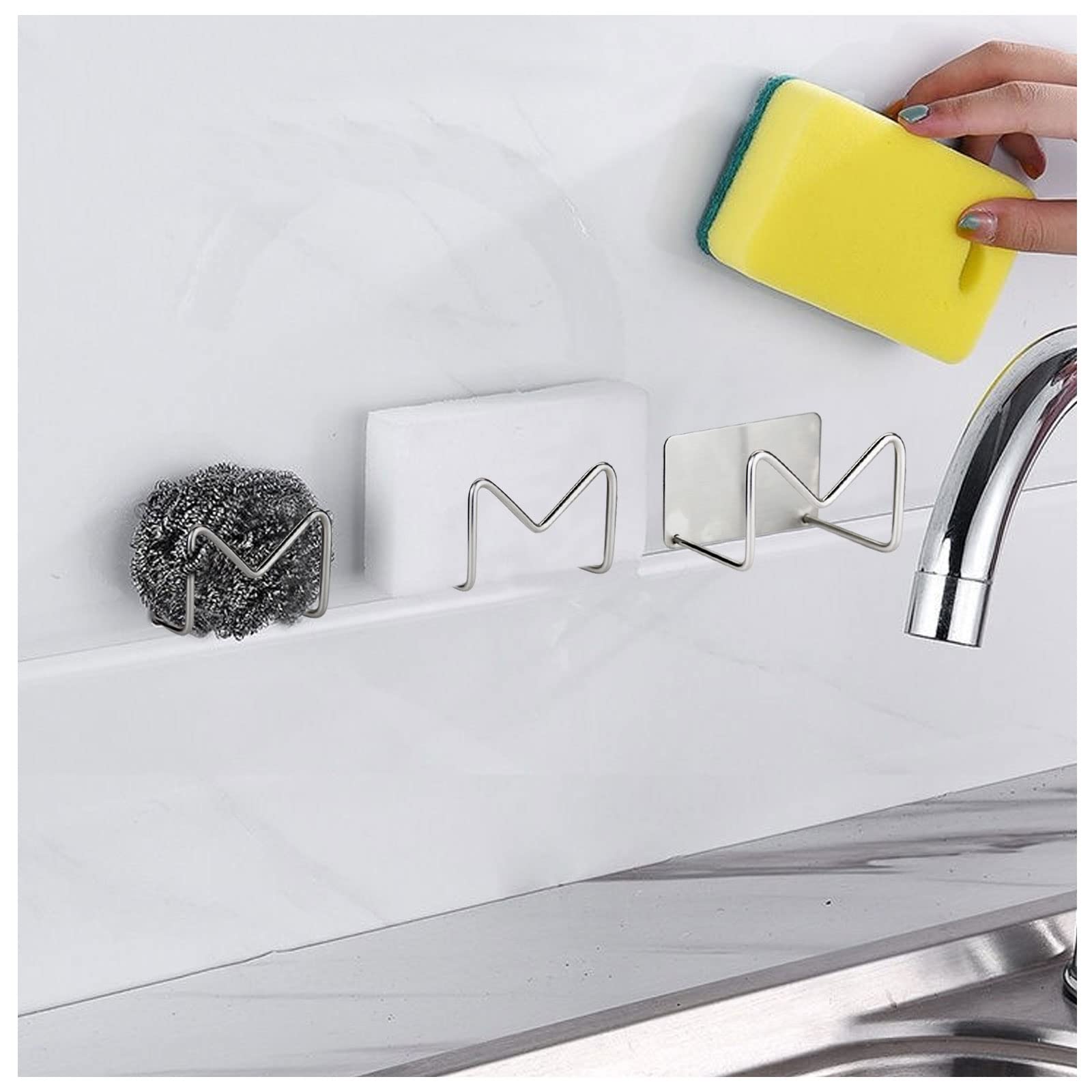 Portaspugna Per Lavello In Acciaio Inossidabile - Gancio Impermeabile Per Spugne Da Cucina Con Adesivo - Foto 11