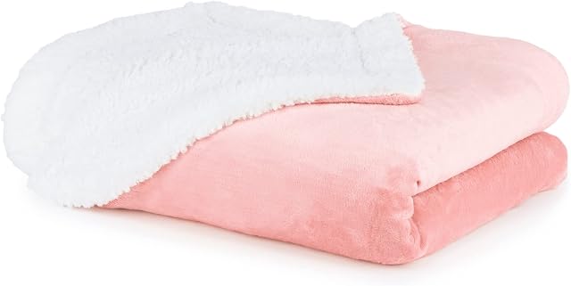 LIVIVO Ultra Soft Fleece Sherpa Throw Flannel Plush Blanket Double Sided Fluffy Microfibre Material Home Decor Perfect as Bed, Couch, Sofa Throws 150CM X 130CM (BLUSH PINK, SINGLE)