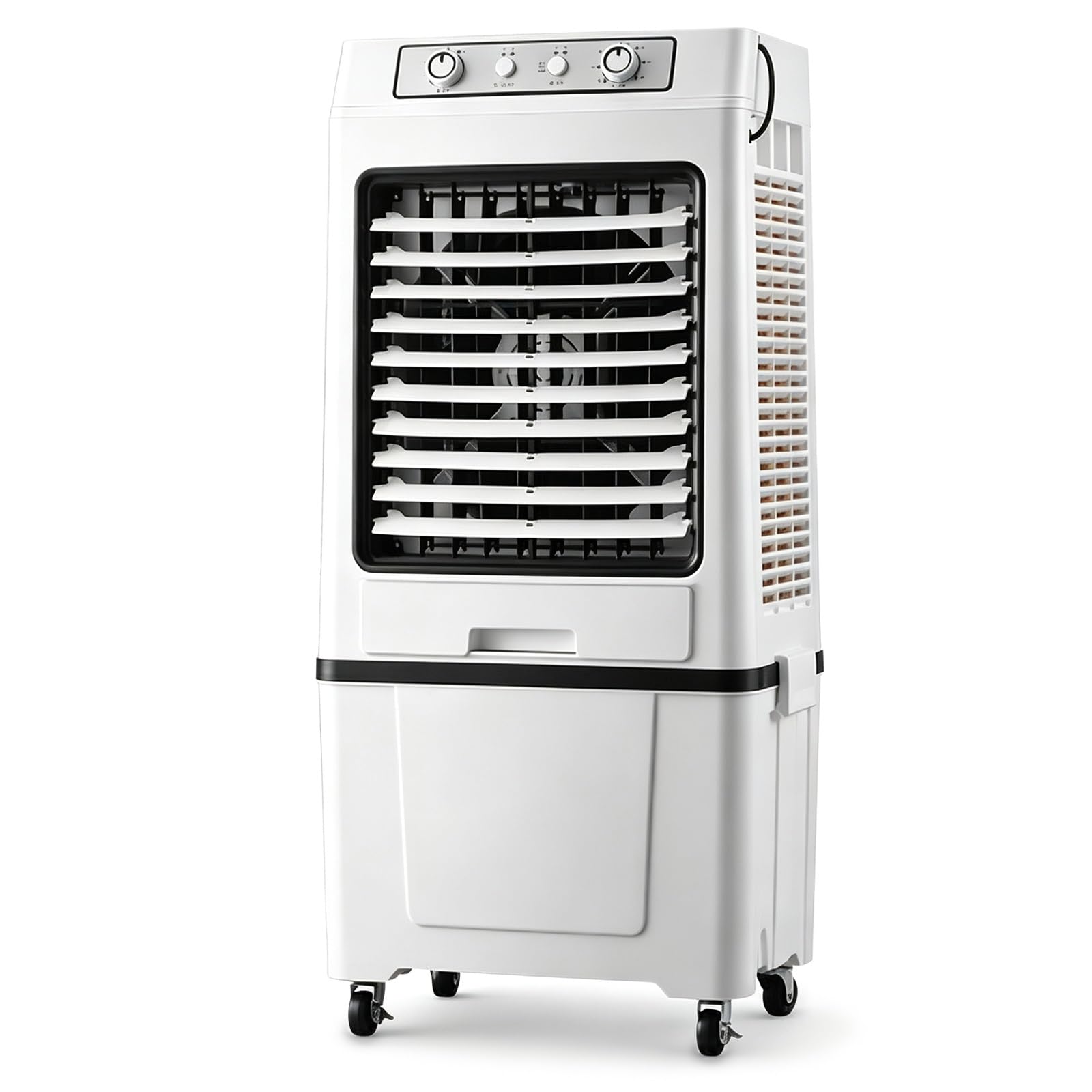 Jingshiqiaopl Black 280W Evaporative Air Cooler 3 Speeds 120°Oscillation Knob Control
