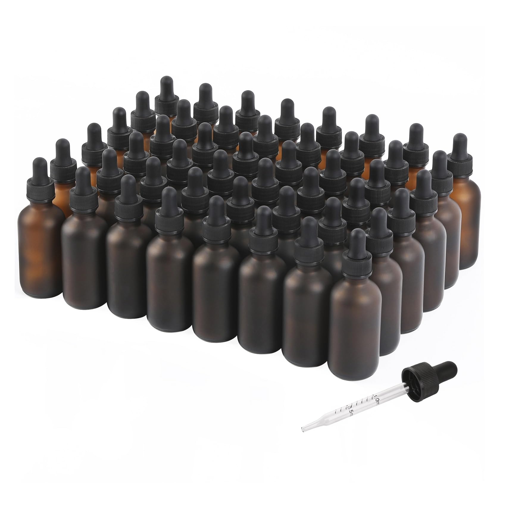 NOOEEISS Flacon compte-gouttes en verre de 60 ml, flacons de teinture de texture preety avec écailles précises, gouttes oculaires, pour tous les types de liquides mélangés, design anti-fuite pour un