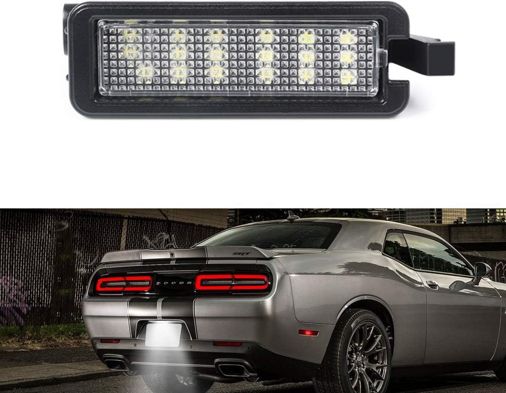 Gempro LED License Plate Light Tag Lamps for 2015-2022 Dodge Charger Challenger Pacifica Jeep Compass Chrysler 300, 6000K White 1PC