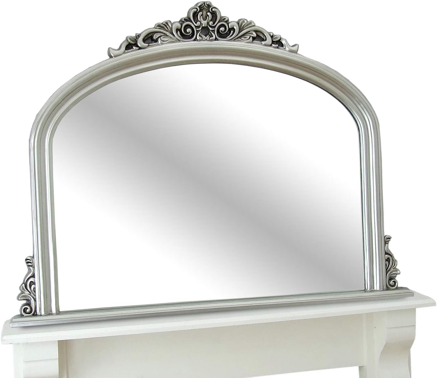 Barcelona Trading Reading Large Antique Silver Ornate Arched Overmantle Antique Style Wall Mirror 48" x 35.5"