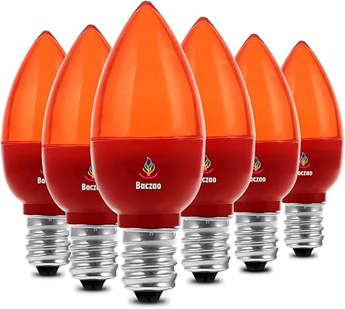 Miniatura 1 de Paquete de 6 bombillas de repuesto rojas C7 de 1 W, pequeñas bombillas LED rojas C7 de Navidad, base de candelabro E12, no regulable, bombilla roja