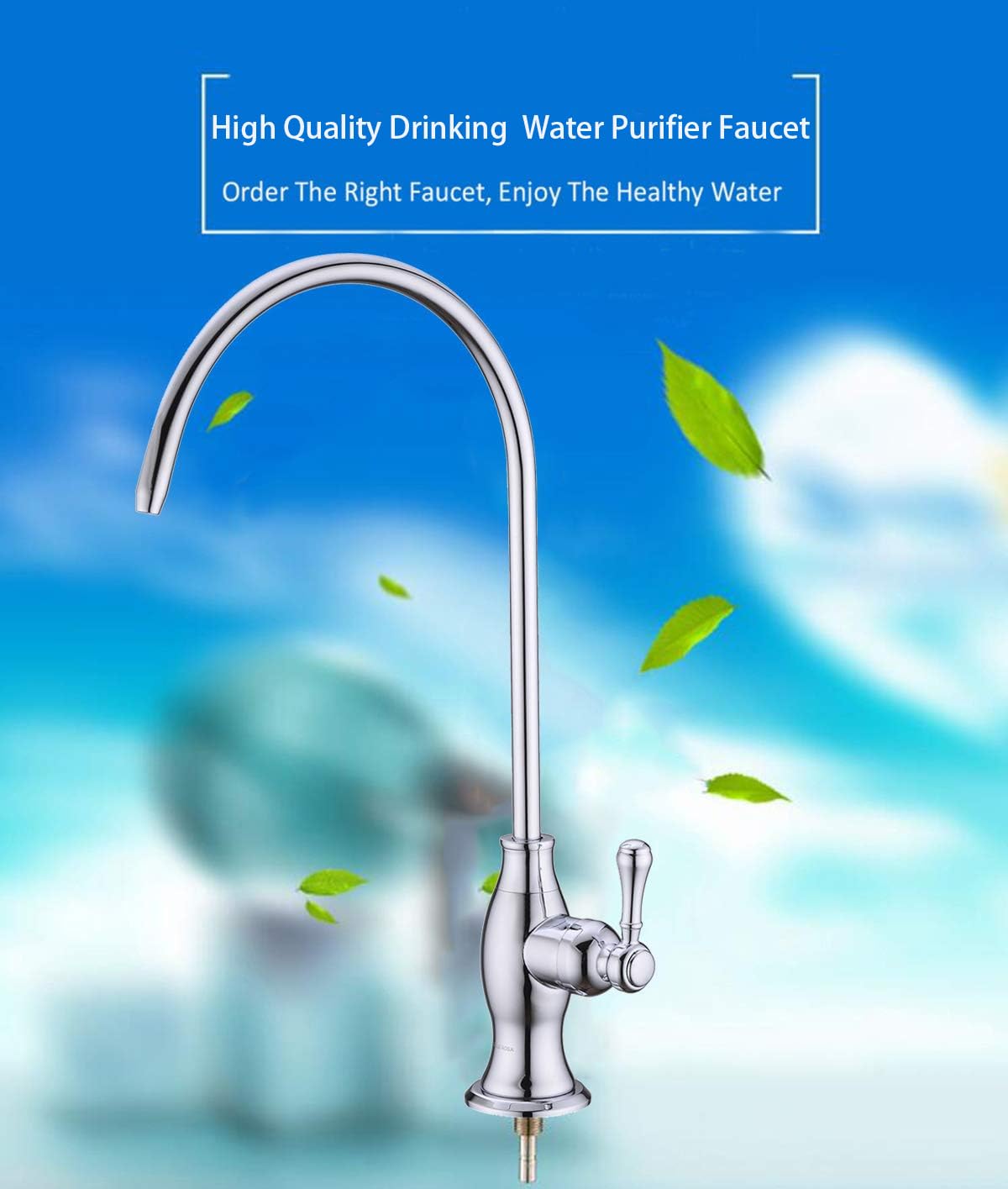 Delle Rosa Grifo purificador de agua potable, grifo de filtración de agua comercial para sistema de filtro de agua debajo del fregadero, moderno, de latón, para cocina, bar, fregadero, grifo de agua