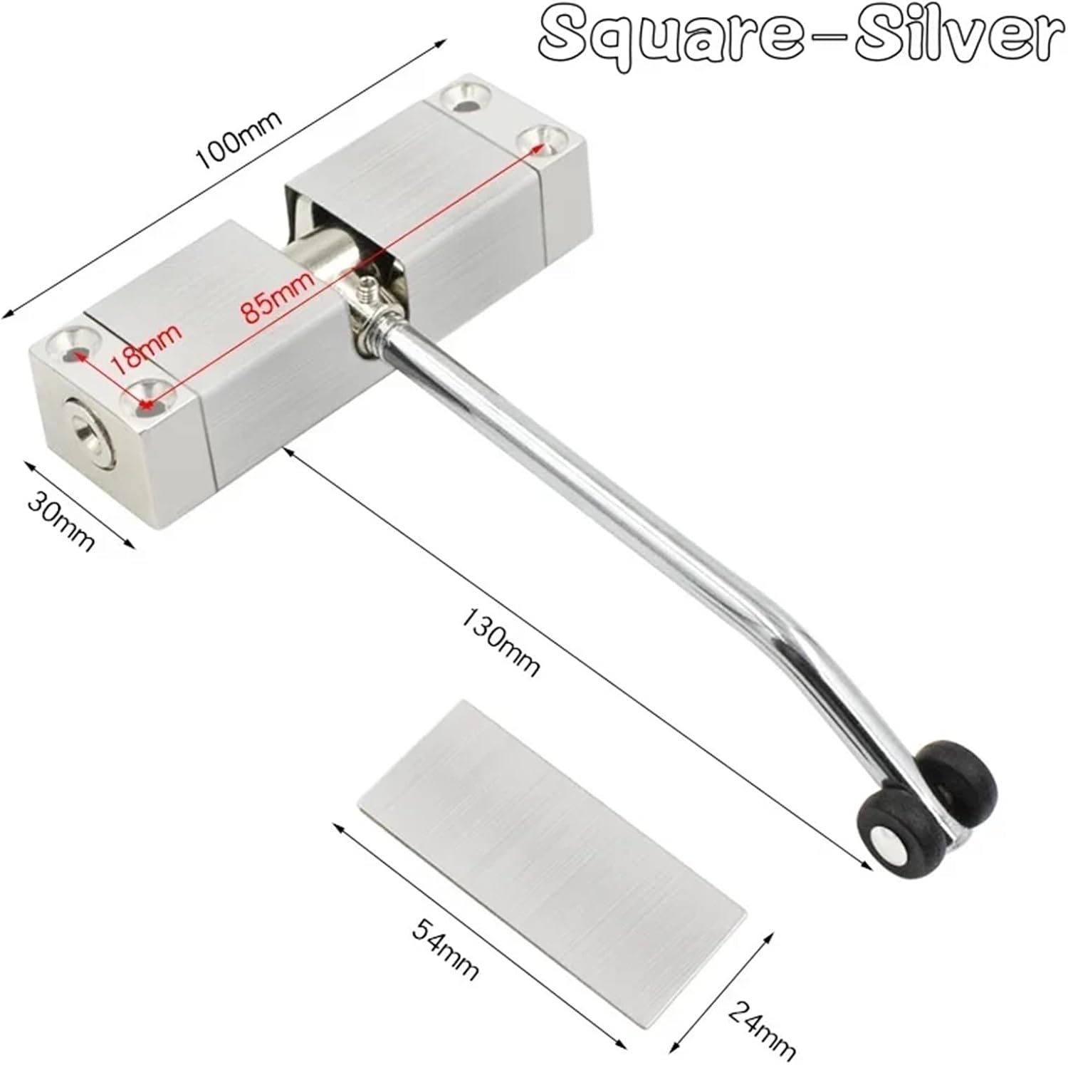 Spring Buffer Door Closer Adjustable Speed Mute Soft Closing Convert Hinged Doors to Self-Closing(Square-Silver)