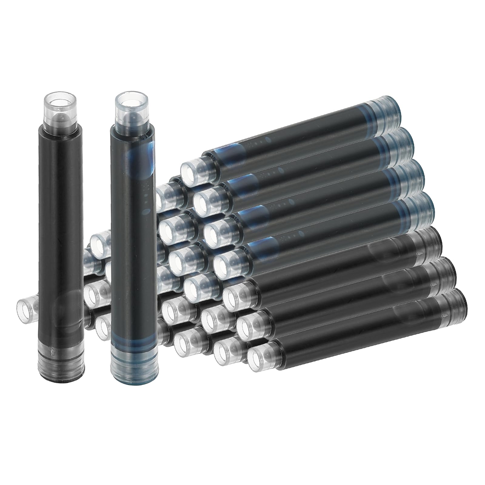 PATIKIL 30Pcs Fountain Pen Ink Refills 3.4mm Bore Diameter Black/Blue Black Ink Cartridges International Stand Refill Cartridges for Pen Writing Business