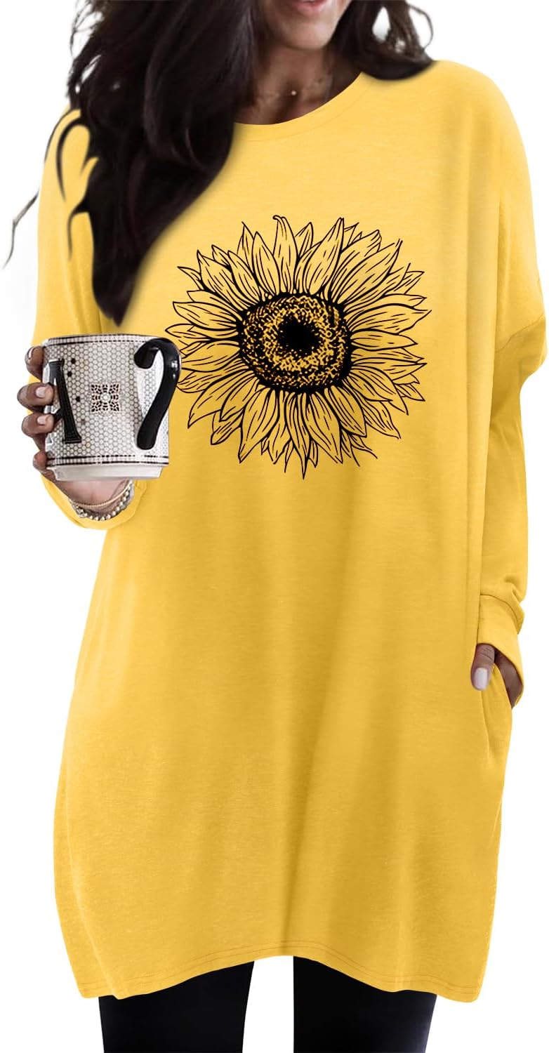 KISSMODA Women's Long Sleeve Tunic Tops Fall for Leggings Casual Long Tunics with Pockets T Shirts Loose S-3XL - Image 2