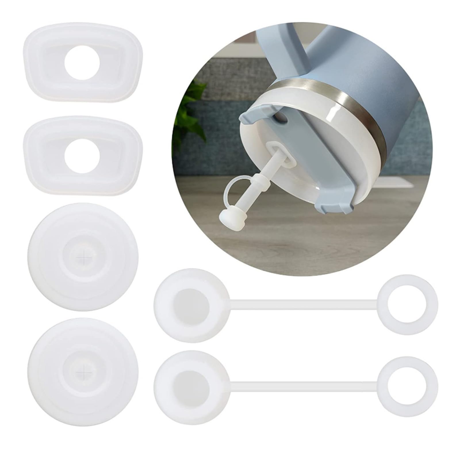 Set di 6 tappi a prova di fuoriuscite in silicone per tappo di copertura della cannuccia della tazza tappo quadrato antigoccia tappo rotondo