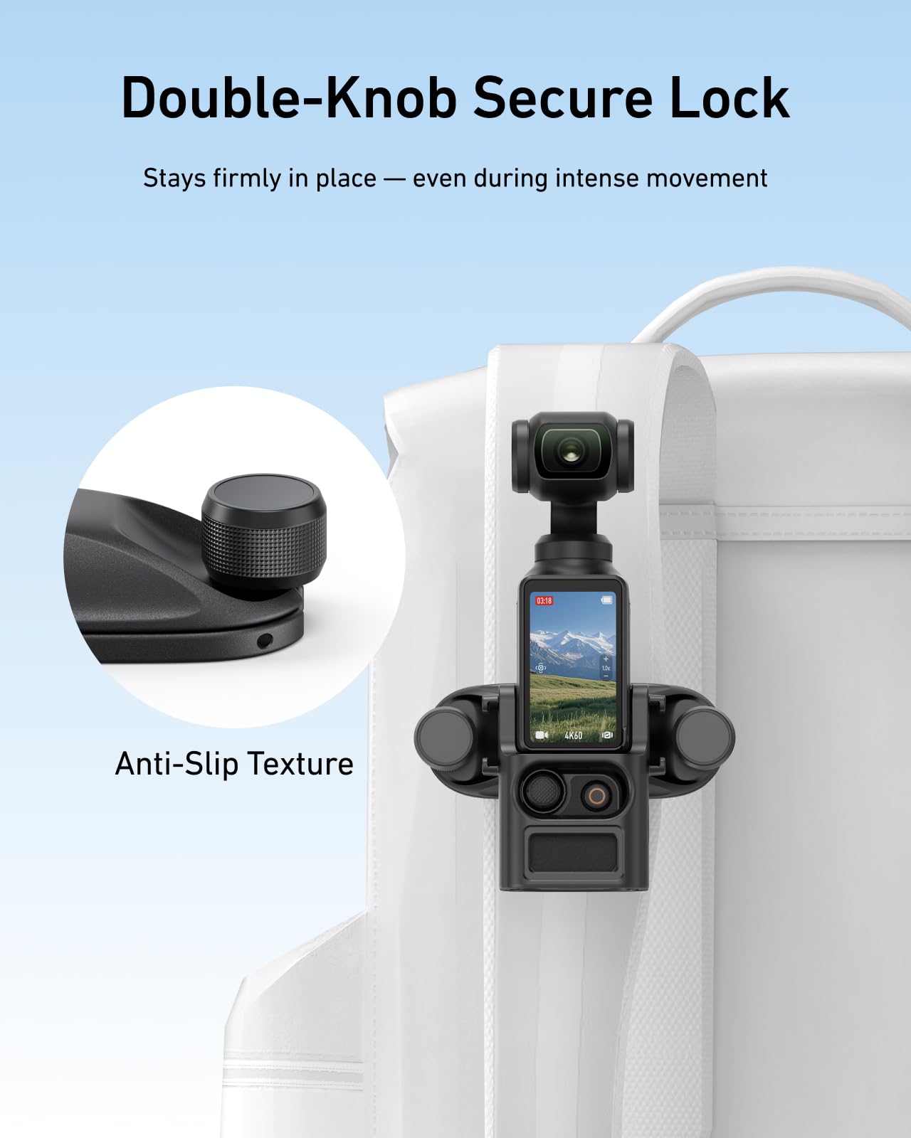 TELESIN Rucksackhalterung für DJI Osmo Pocket 4 3, Schnellverschluss Halterung mit Doppelverriegelung, Anti-Rutsch-Silikon-Pad, Kratzfest, Passt auf die meisten Rucksackgurte, Pocket 4 3 POV-Zubehör